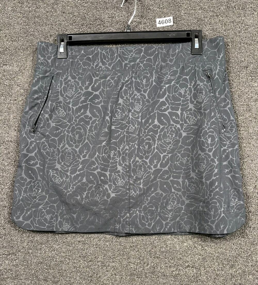 Orvis Collection Pull On Skort Womens Size XL Black Gray Floral Golf/Travel